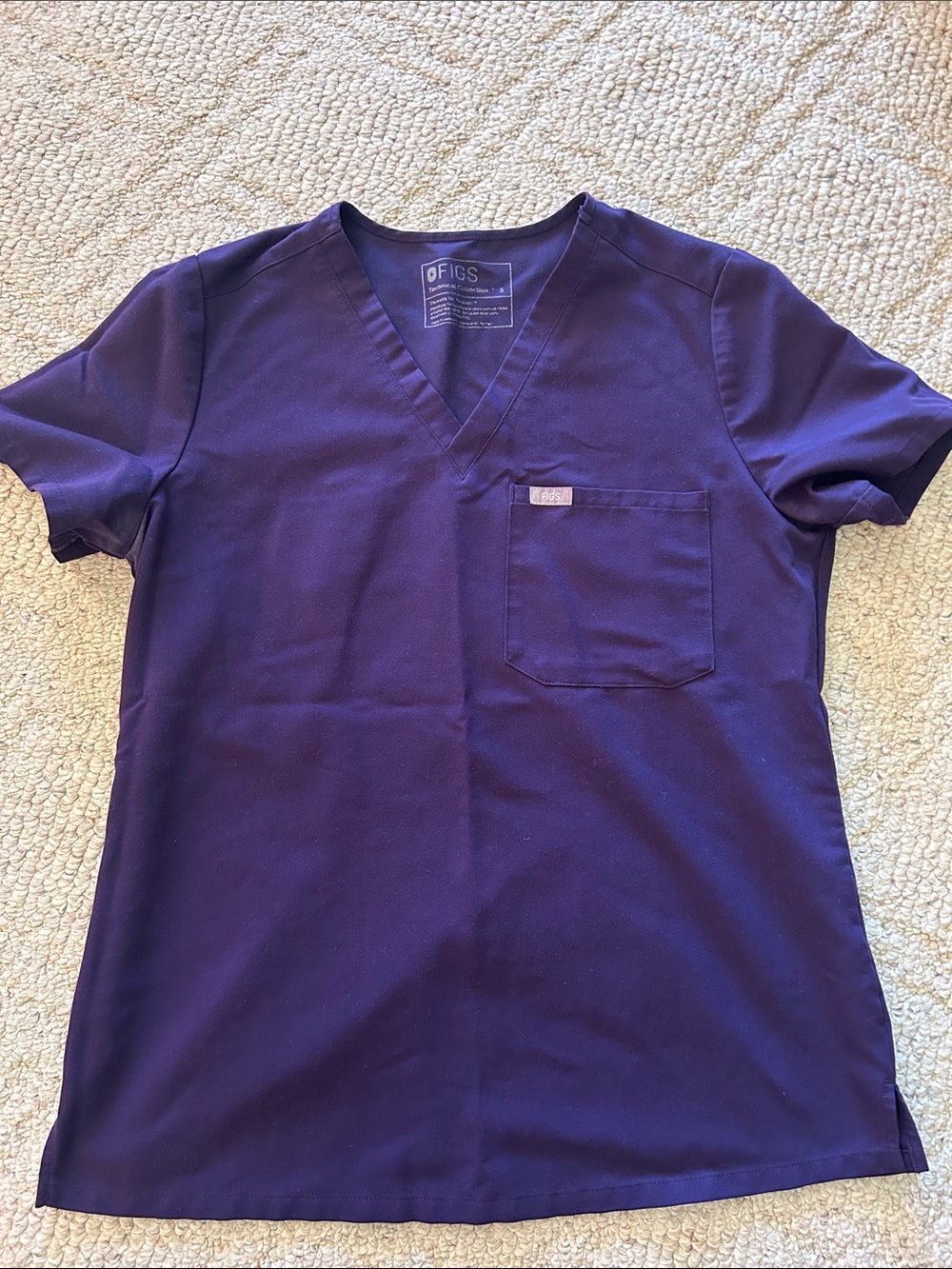 Figs V-Neck Scrub Top in Deep Plum